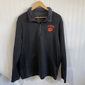 Champion Sweater Mens Large Black Pull Over Clemson Tigers Logo Quarter‎ Zip